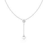 Colier argint cu perla naturala alba si piatra DiAmanti SET831PRN-AS